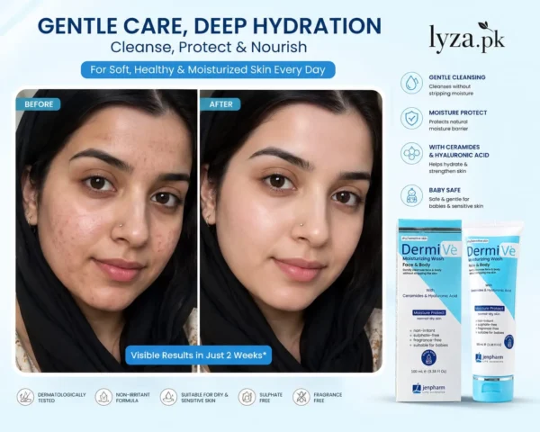 Dermive comparison DermiVe Moisturizing Face & Body Wash 100ml – Gentle Cleanser with Ceramides & Hyaluronic Acid for Dry & Sensitive Skin